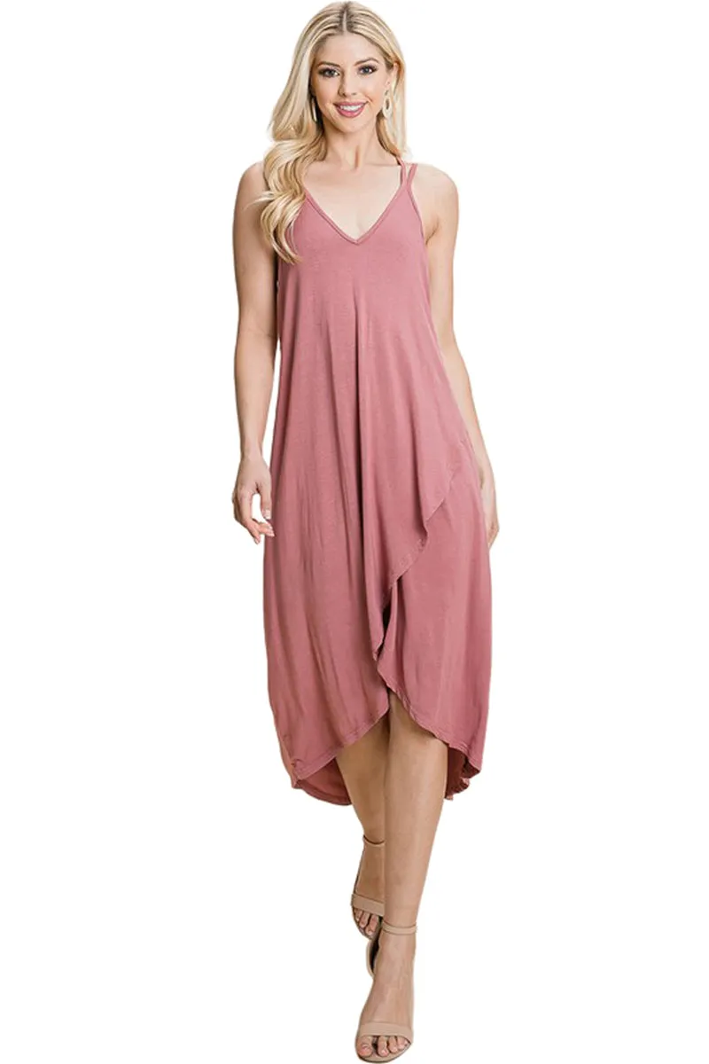 Sleeveless High-Low Crisscrossing Strap Dress