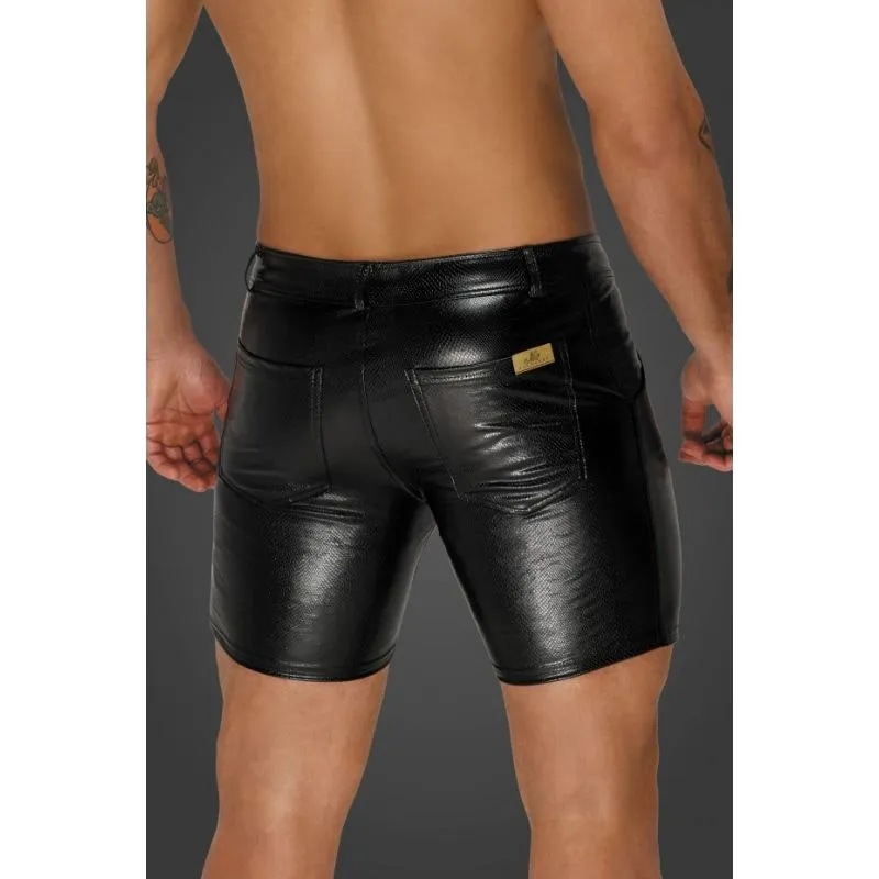 Snake Wetlook Mid Length Shorts with Back Pockets