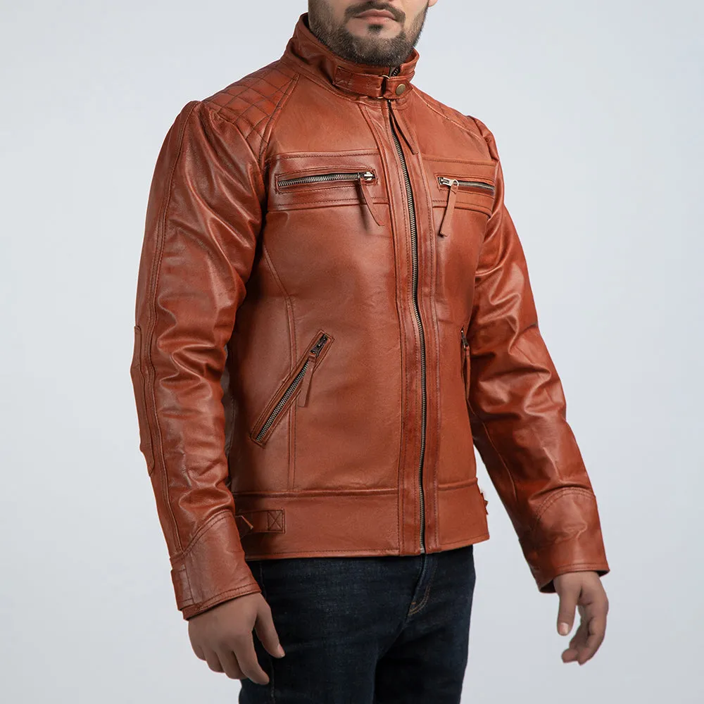 Speedster Brown Leather Biker Jacket