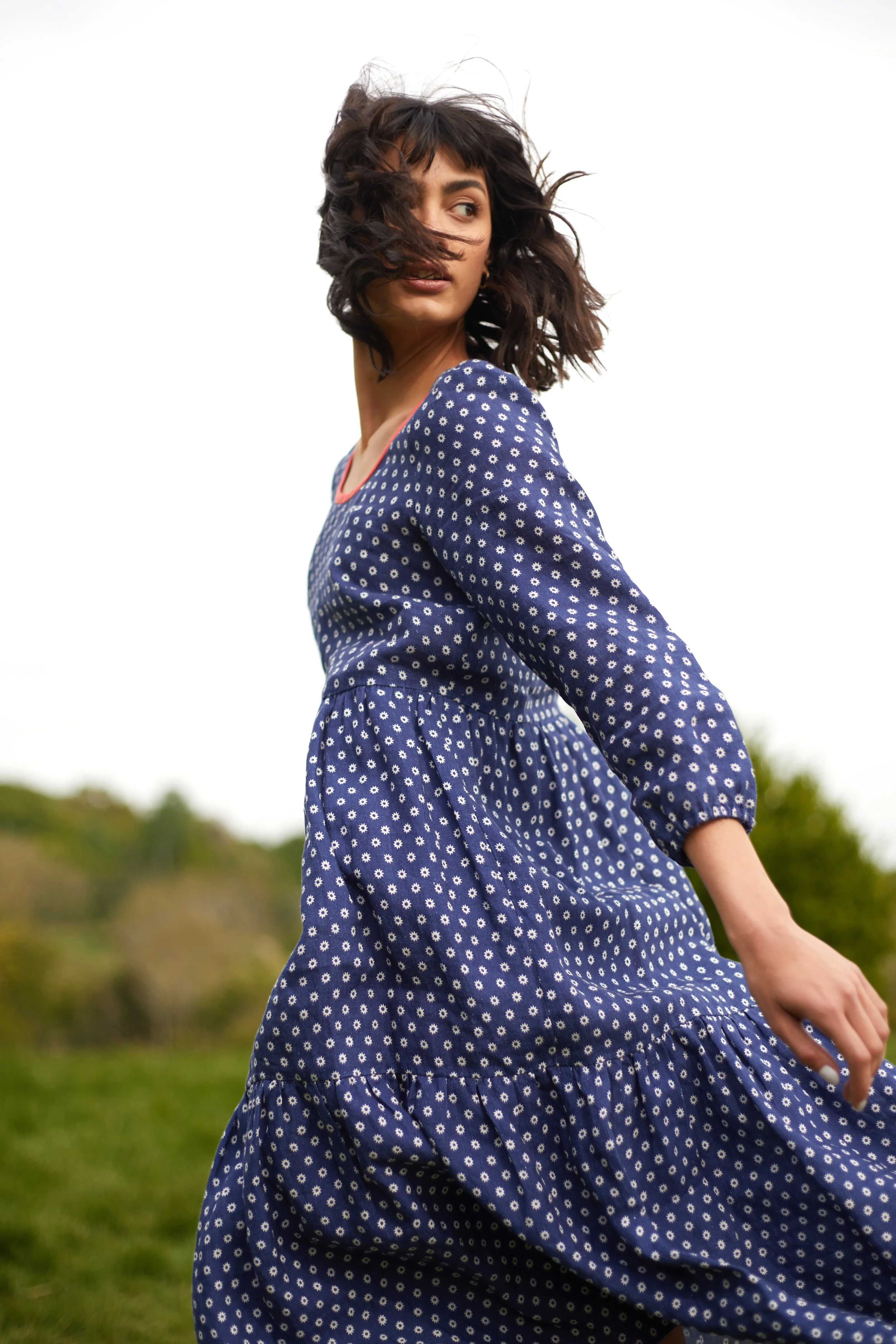 Star Spotted Linen Petticoat Lane Dress