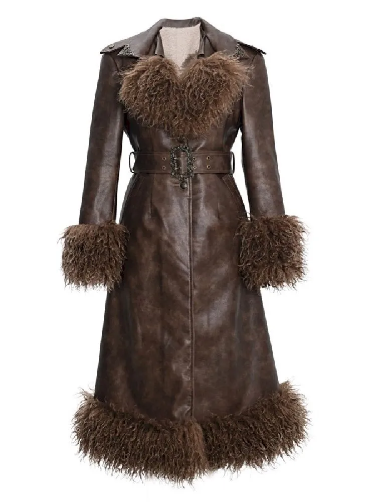 Steampunk Fur Leather Coat