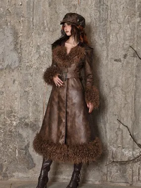 Steampunk Fur Leather Coat