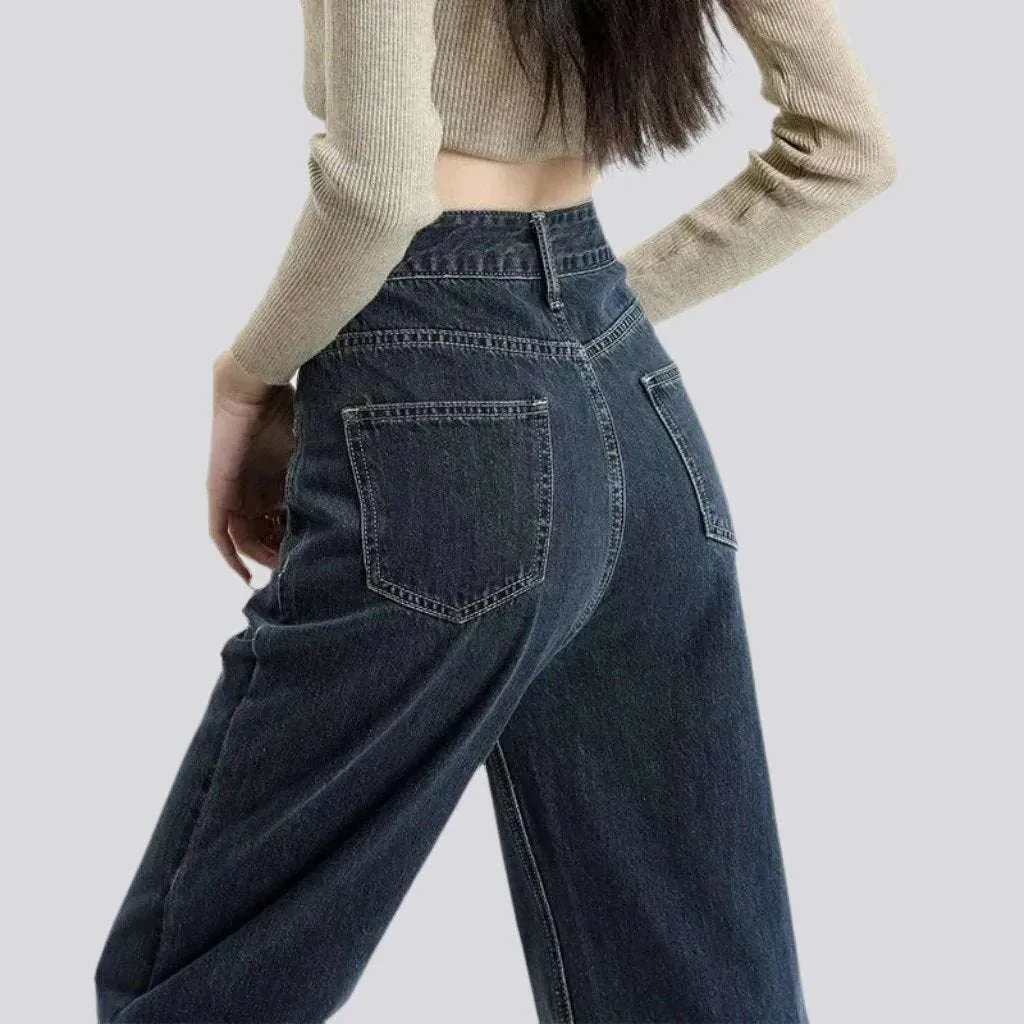 Straight pocket retro women's jeans