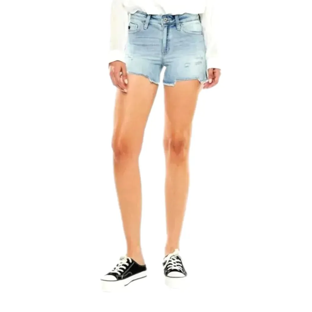 Straight tall-waisted jean shorts for ladies