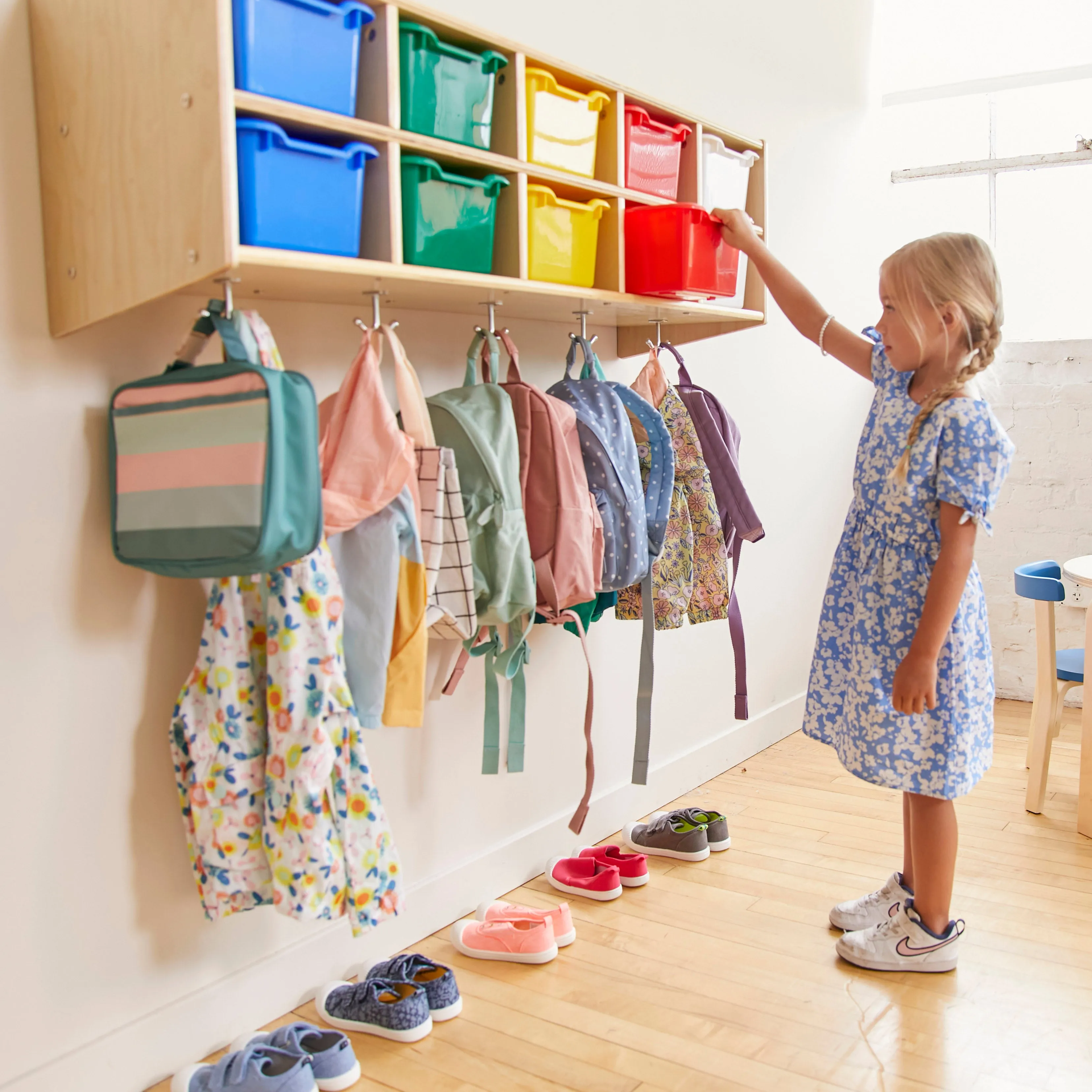 Streamline 10-Section Hanging Coat Locker with 10 Scoop Front Storage Bins