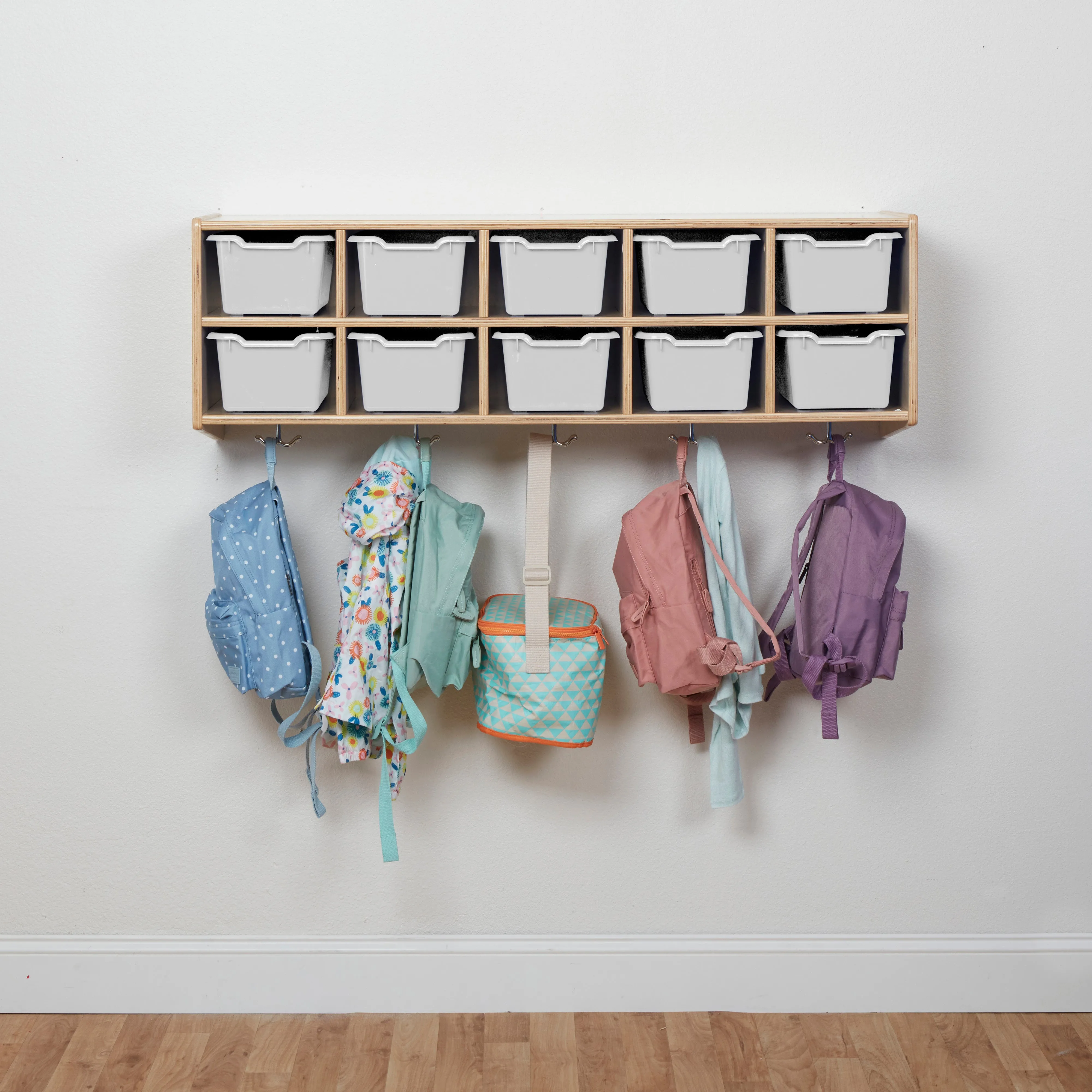 Streamline 10-Section Hanging Coat Locker with 10 Scoop Front Storage Bins