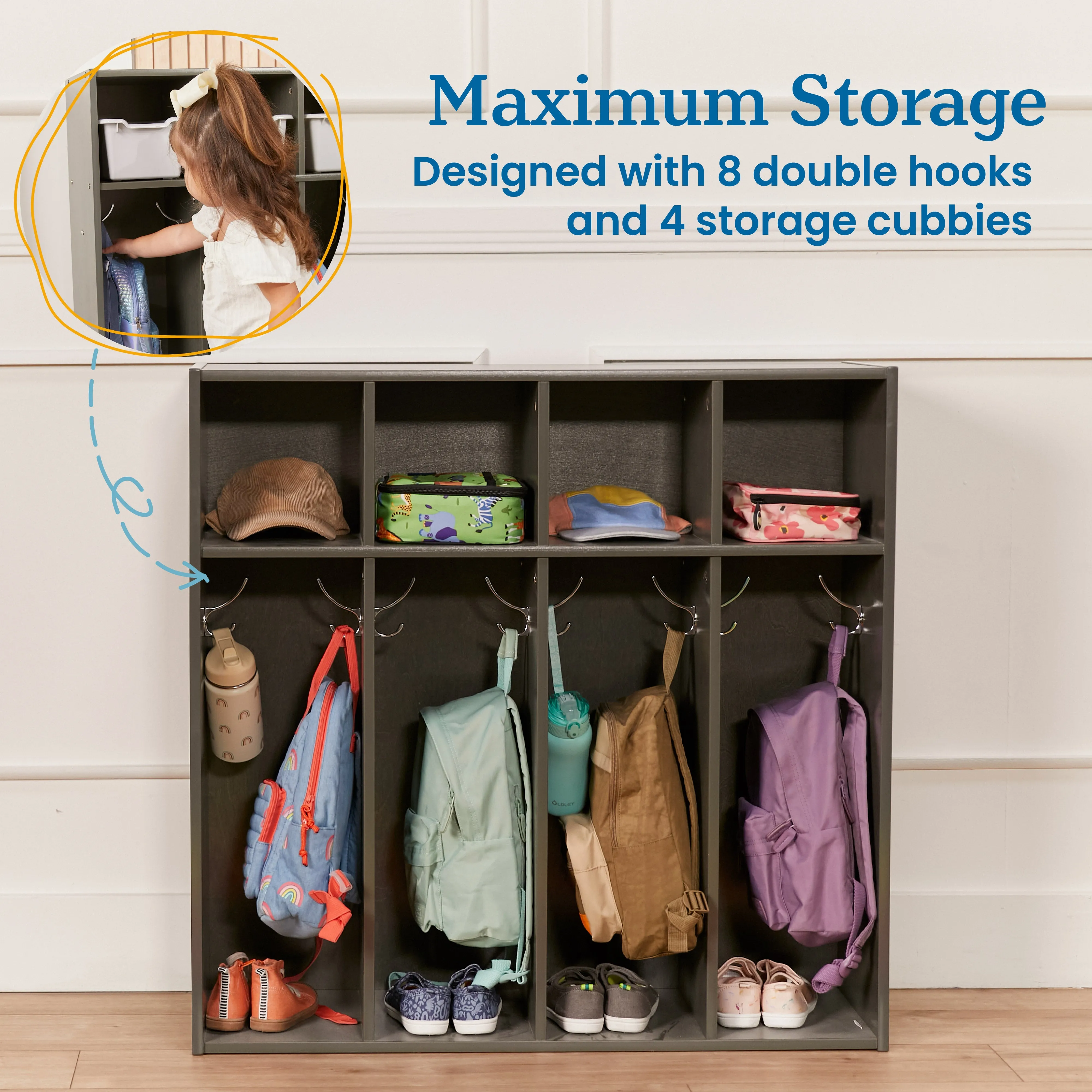 Streamline 4-Section Coat Locker, Toddler Size, Kids Furniture