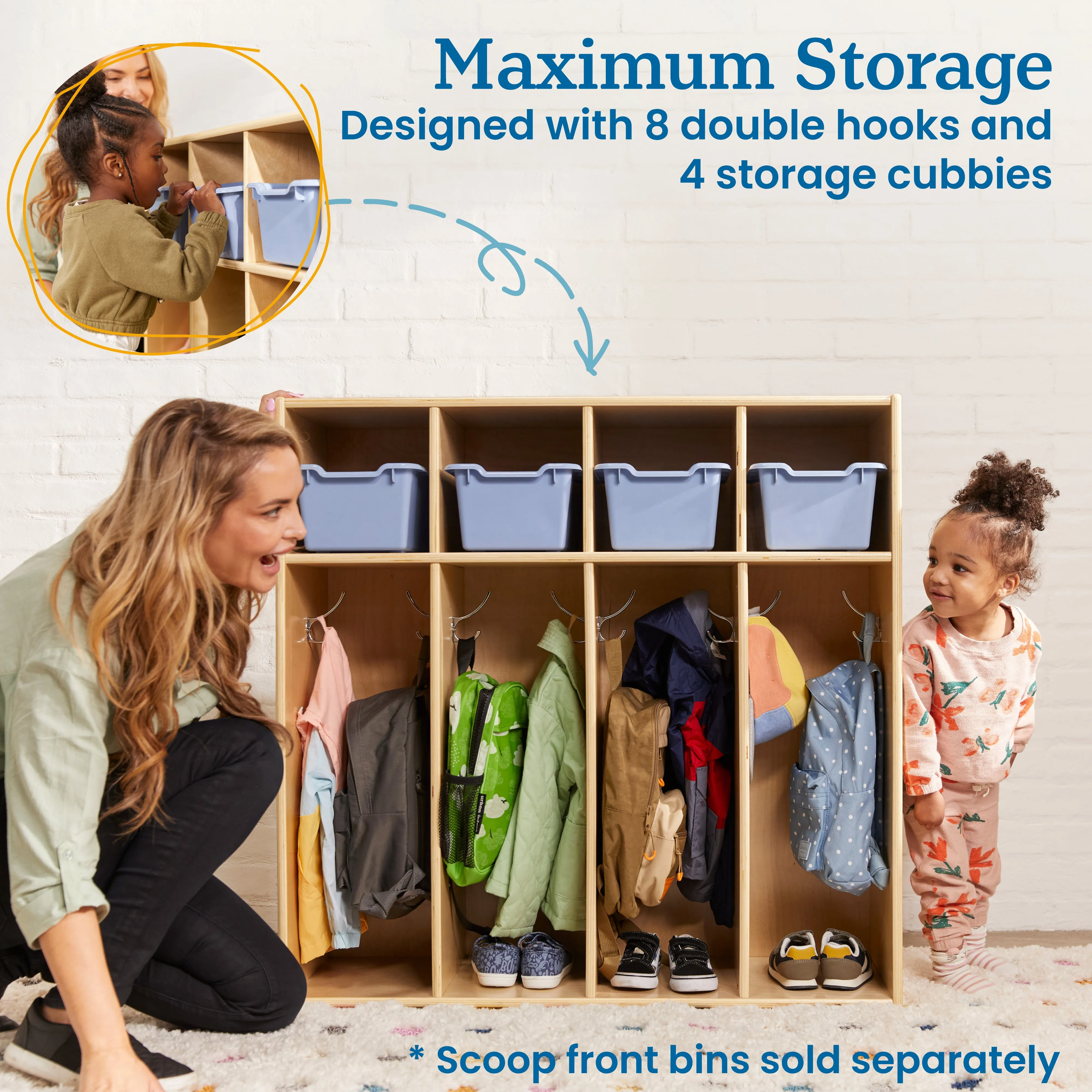 Streamline 4-Section Coat Locker, Toddler Size, Kids Furniture