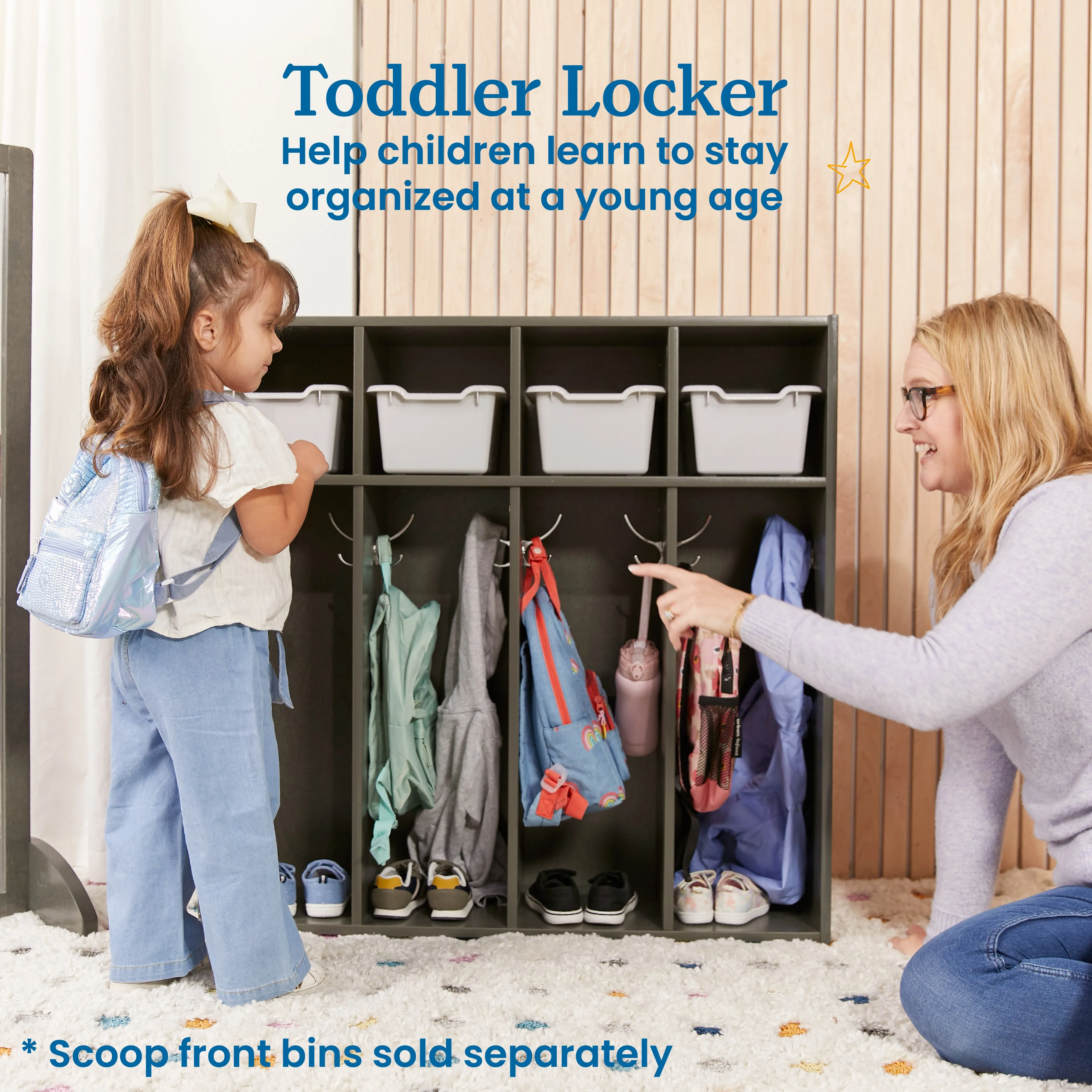 Streamline 4-Section Coat Locker, Toddler Size, Kids Furniture