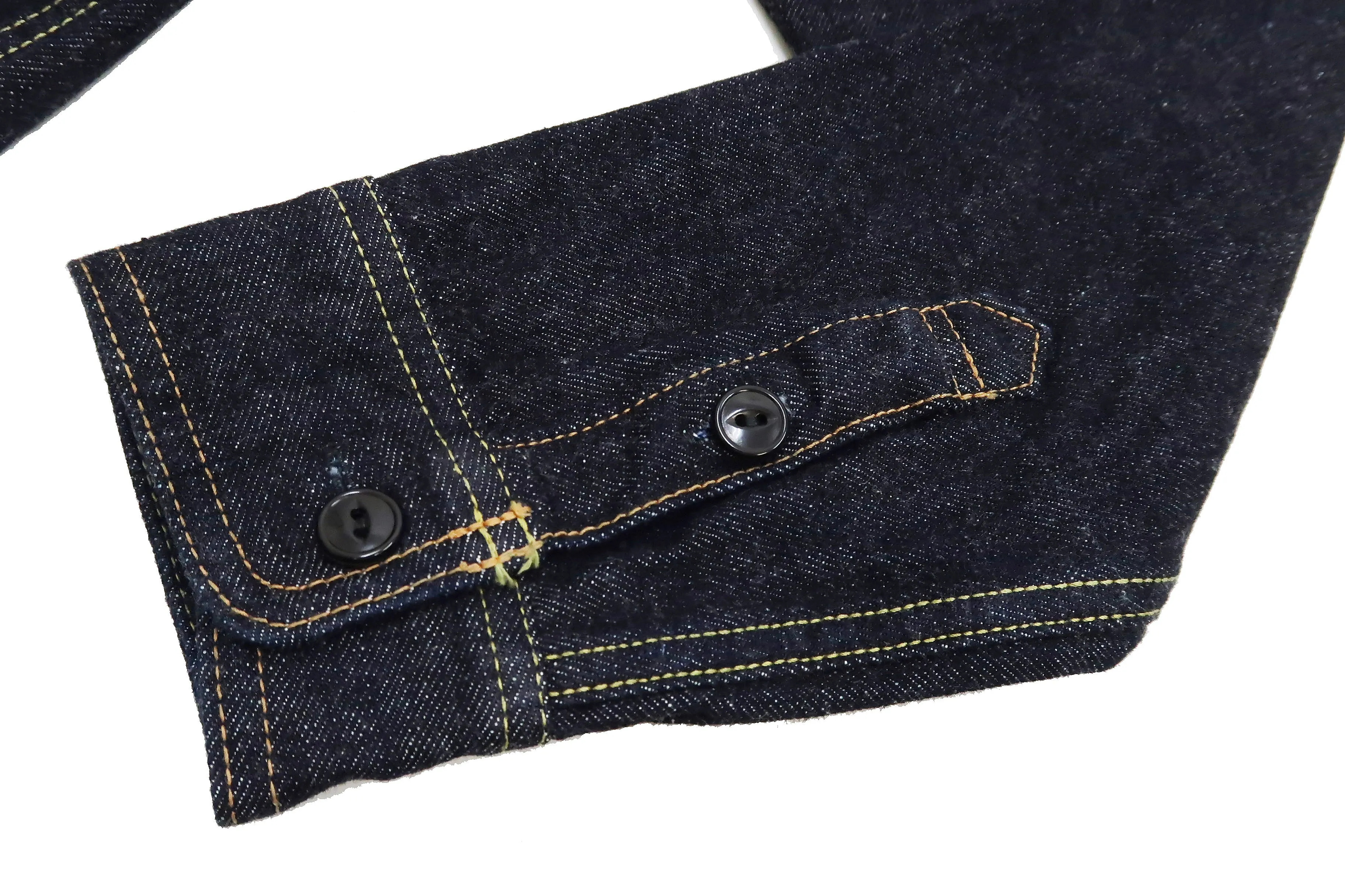 Studio D'artisan Denim Shirt Men's Long Sleeve 14 Oz. Heavy Japanese Selvage Denim Work Shirt D5335