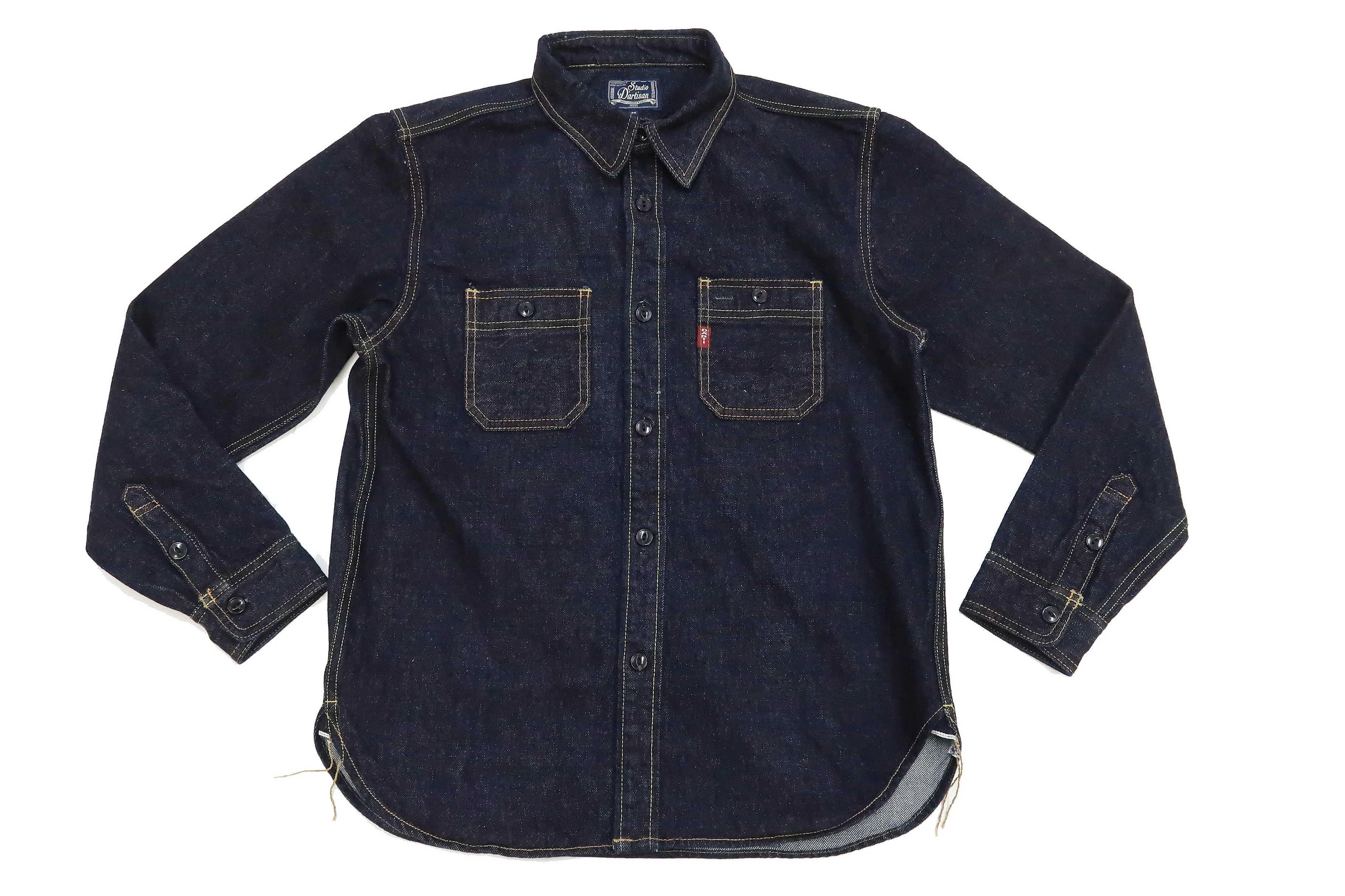 Studio D'artisan Denim Shirt Men's Long Sleeve 14 Oz. Heavy Japanese Selvage Denim Work Shirt D5335