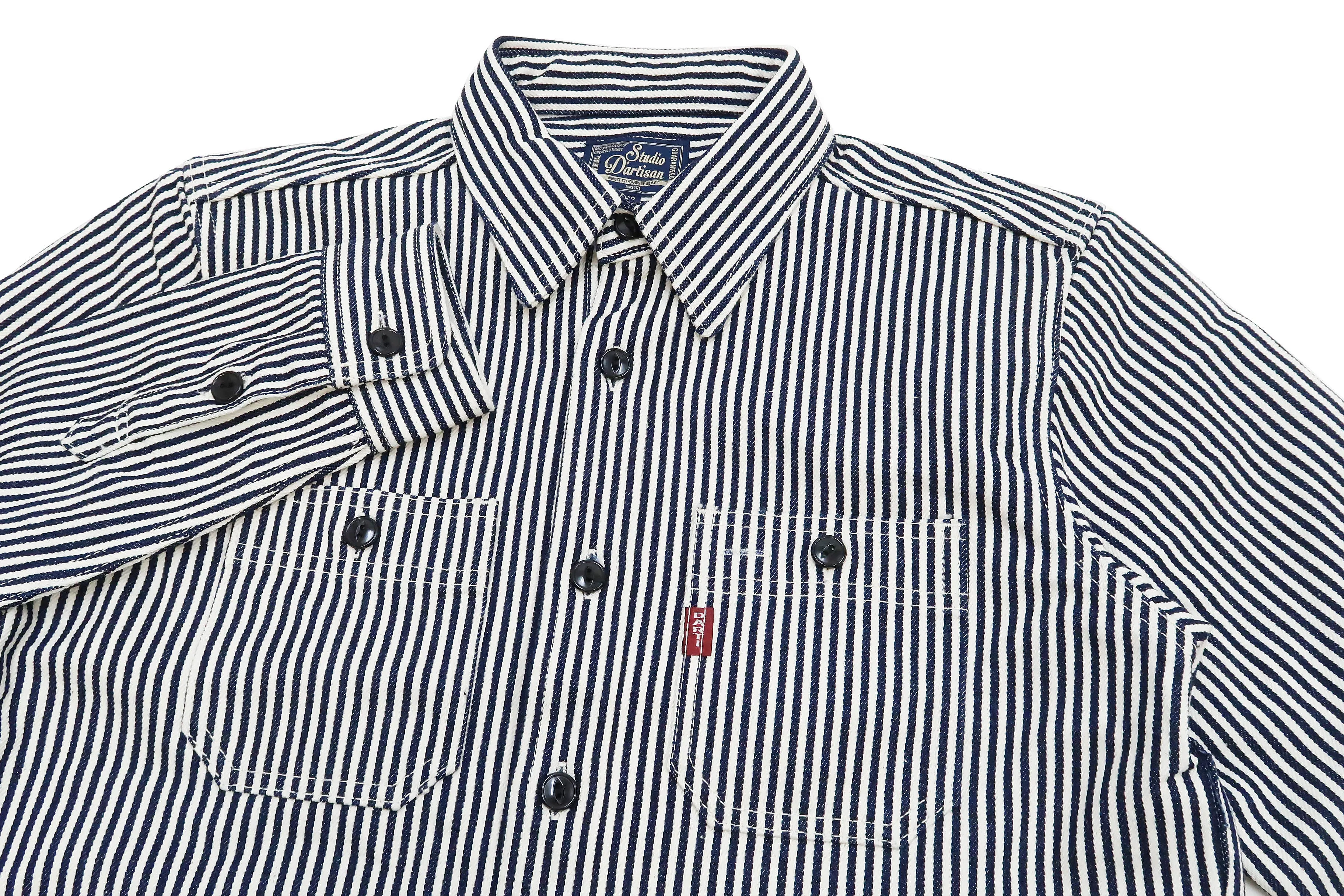 Studio D'artisan Hickory Shirt Men's Long Sleeve 14 Oz. Heavy Japanese Hickory Stripe Work Shirt D5335H