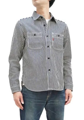 Studio D'artisan Hickory Shirt Men's Long Sleeve 14 Oz. Heavy Japanese Hickory Stripe Work Shirt D5335H