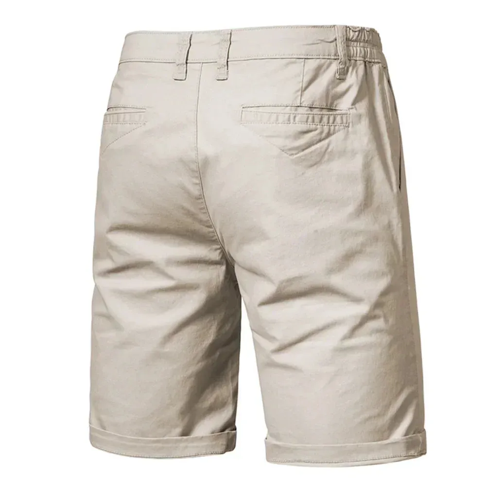 Summer 100% Cotton Solid Color Shorts for Men High Quality Casual Fashion