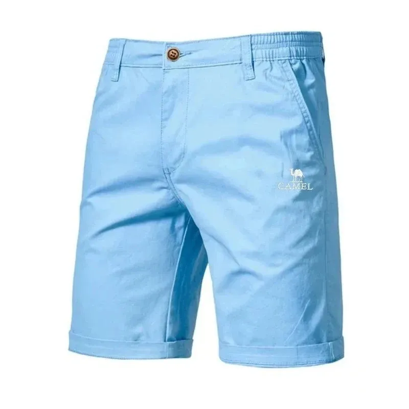 Summer 100% Cotton Solid Color Shorts for Men High Quality Casual Fashion