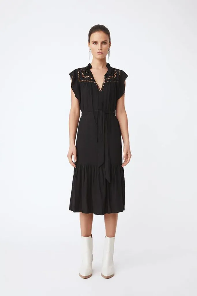 Suncoo NWT Cijdi Midi dress with embroidery details - Size XS