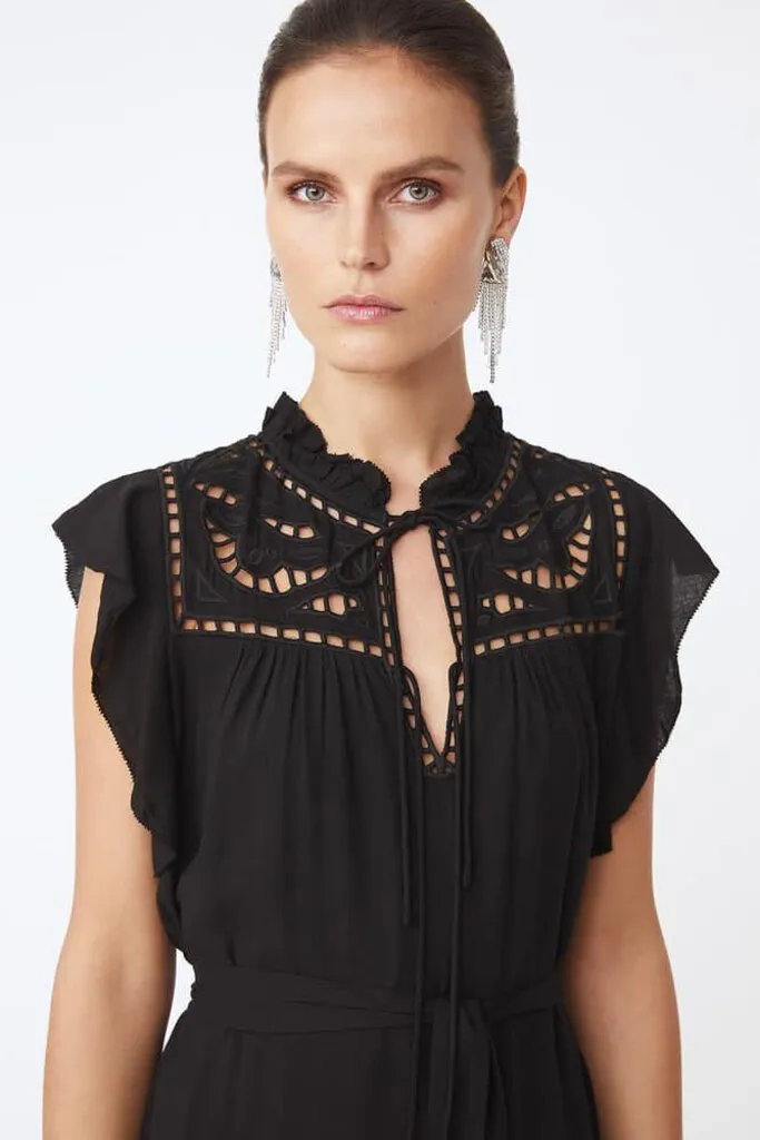 Suncoo NWT Cijdi Midi dress with embroidery details - Size XS