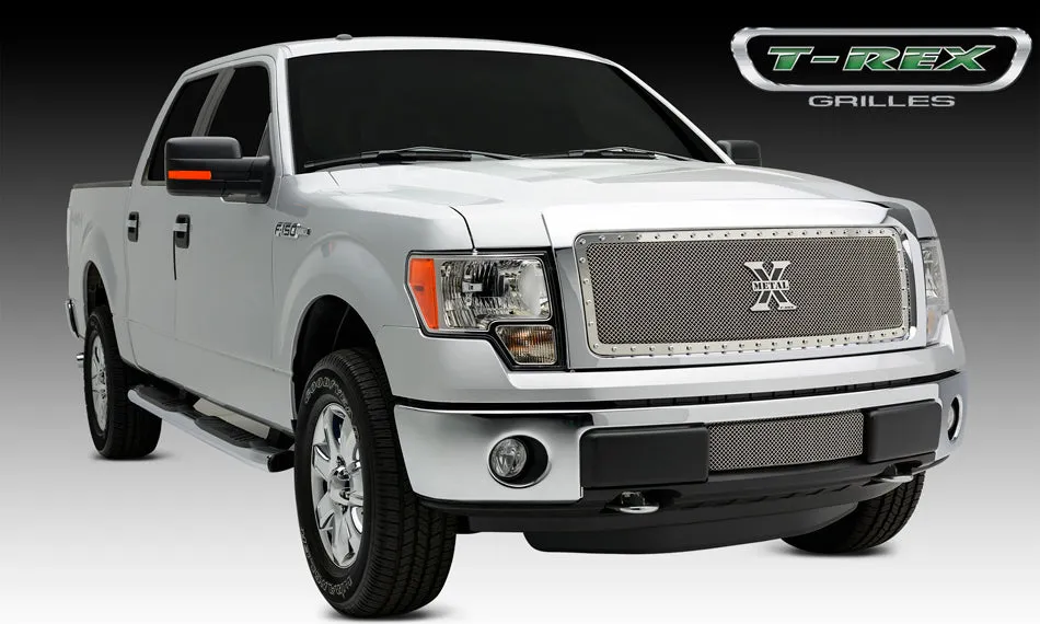 T-REX X Metal Series, 1 Piece Insert Grilles - Polished - Requires Drilling or Cutting - 2013-2014 F150