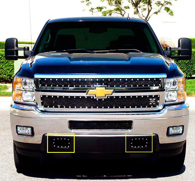 T-REX X Metal Series, 2 Piece Bolt On Bumper Grille - Powdercoat - 2011-2014 Chevy 2500HD/3500HD