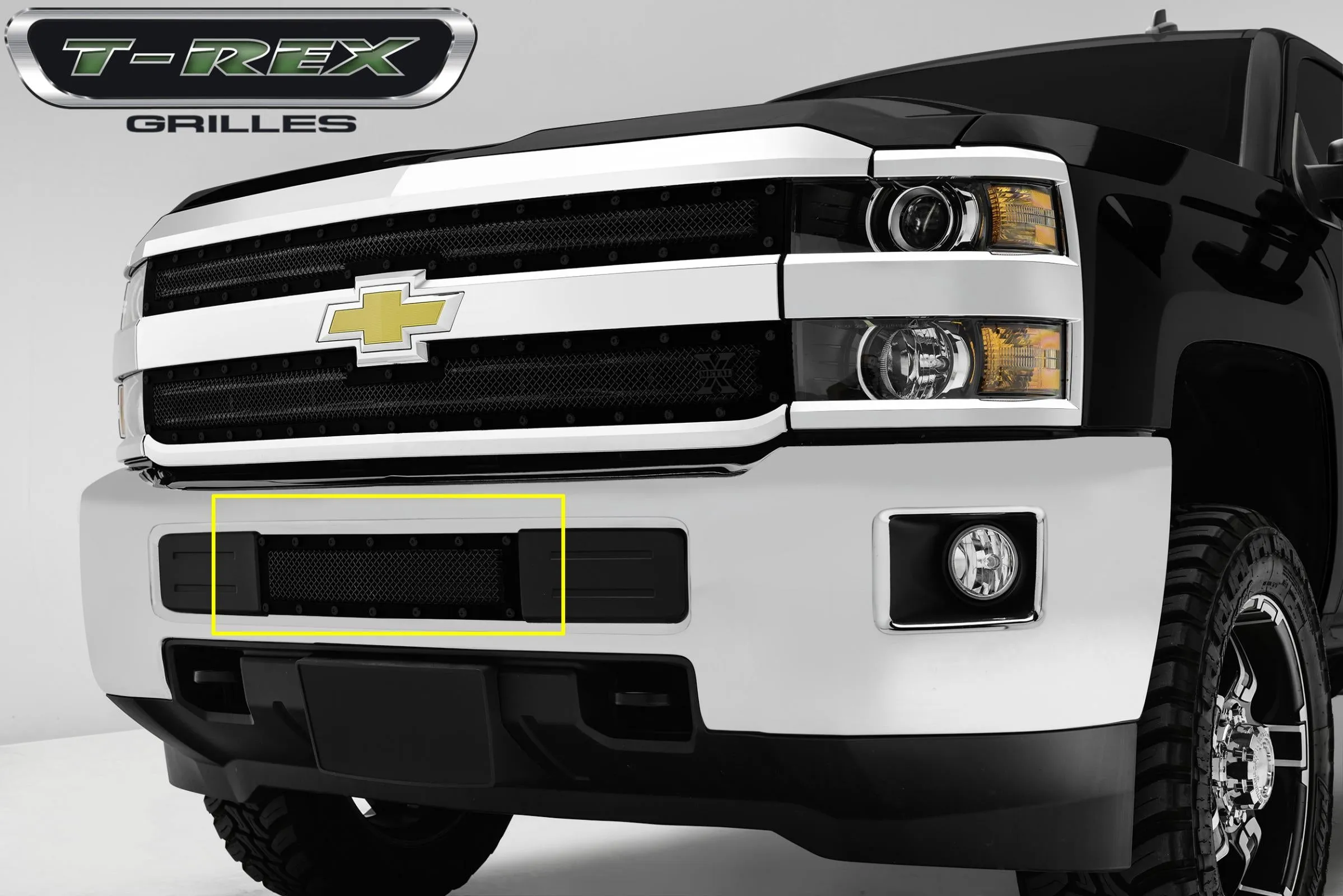 T-REX X Metal Series, 2 Piece Overlay Bumper Grille - 2016-2018 Chevy 2500/3500