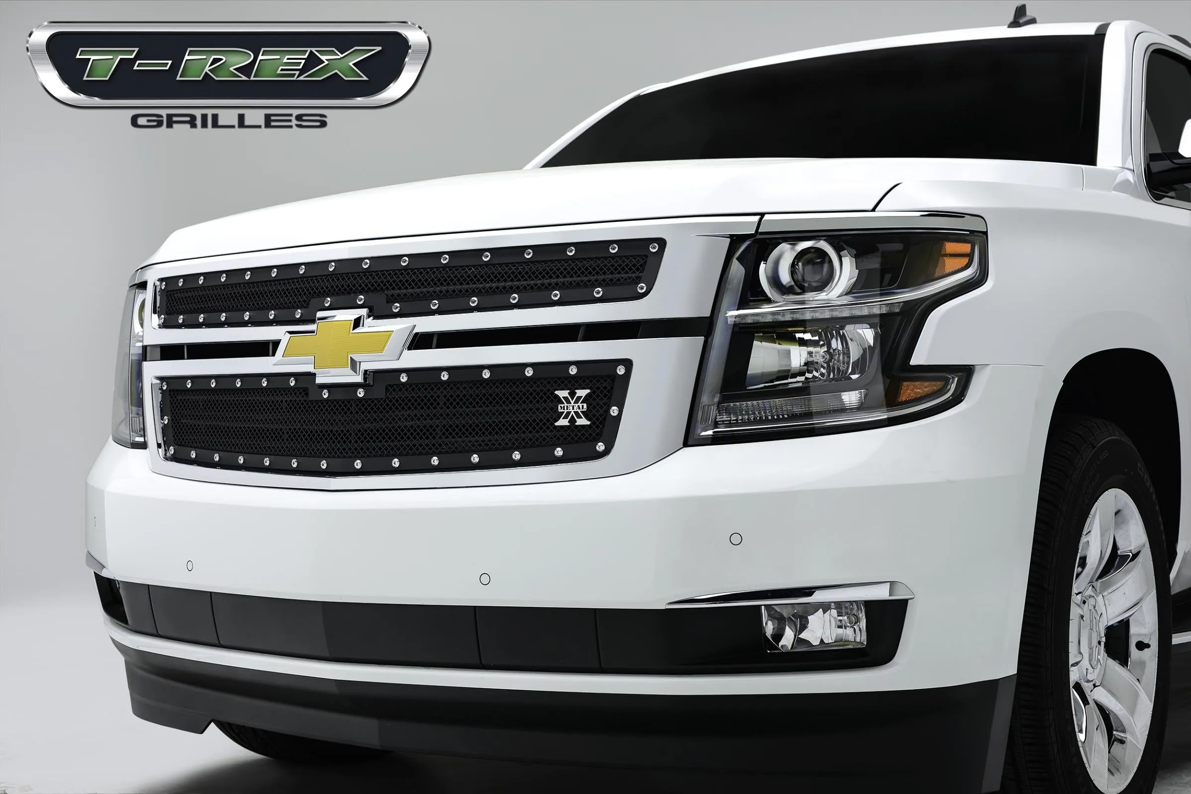 T-REX X Metal Series, 2 Piece Overlay Grilles - Powdercoat - 2015-2018 Tahoe, Suburban