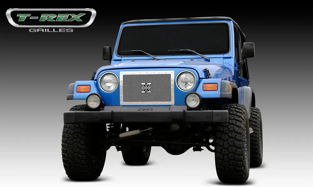 T-REX X Metal Series, Insert Grilles - Polished - Requires Drilling or Cutting - 1997-2006 Jeep TJ