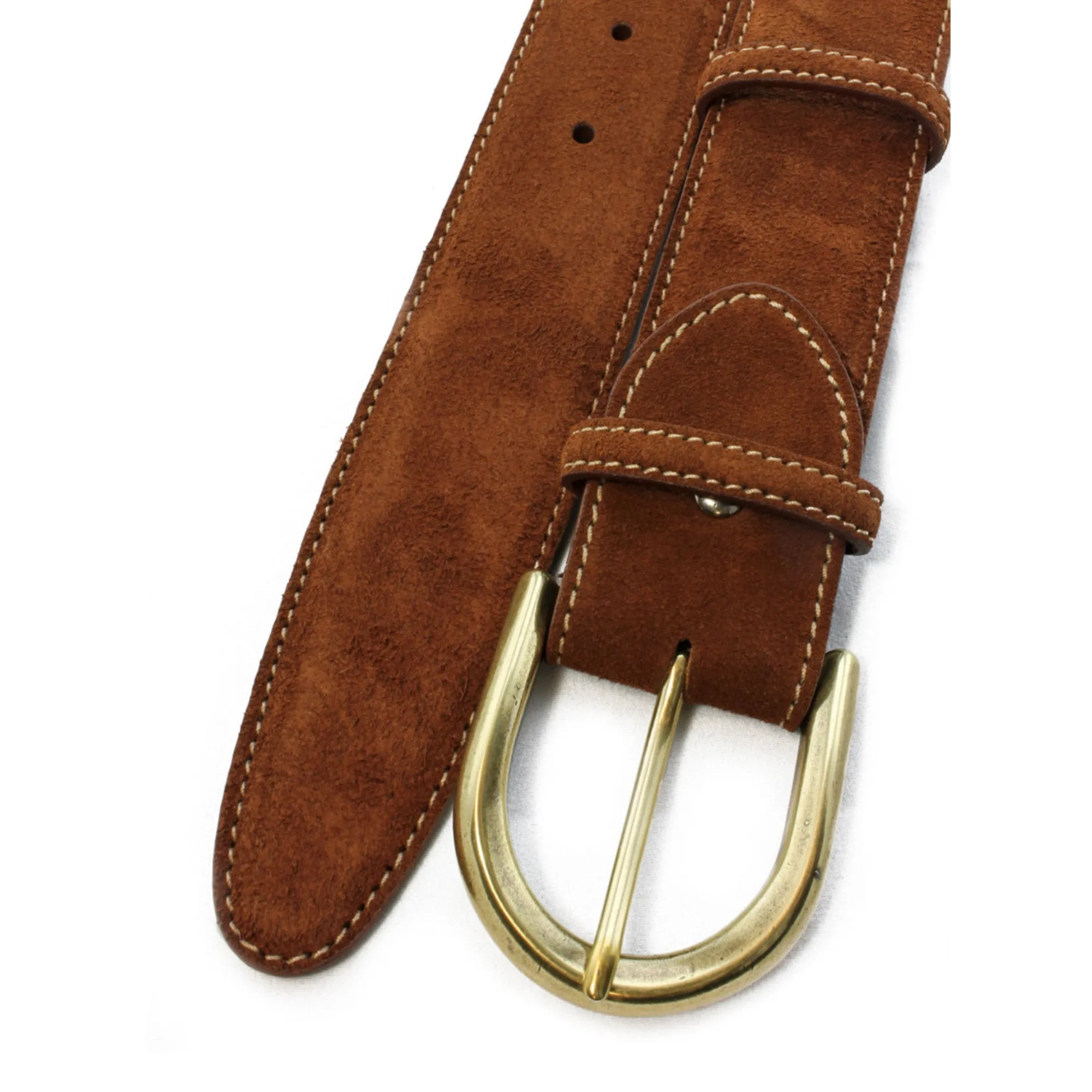 Tan English suede contrast stitch  belt