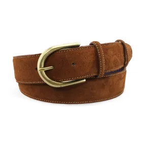 Tan English suede contrast stitch  belt