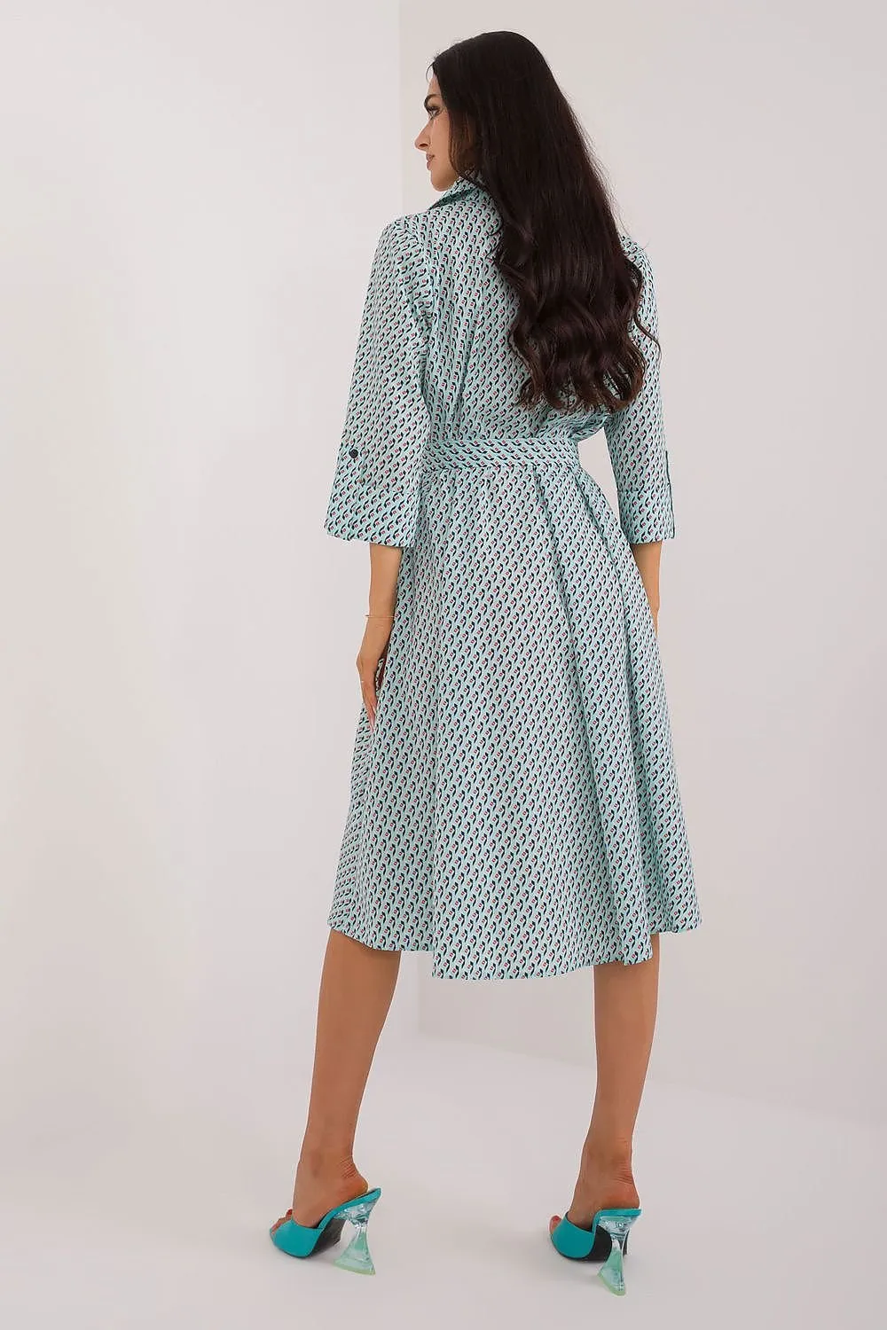 TEEK - Buttoned Down Patterned Pocketed Shirt Dress