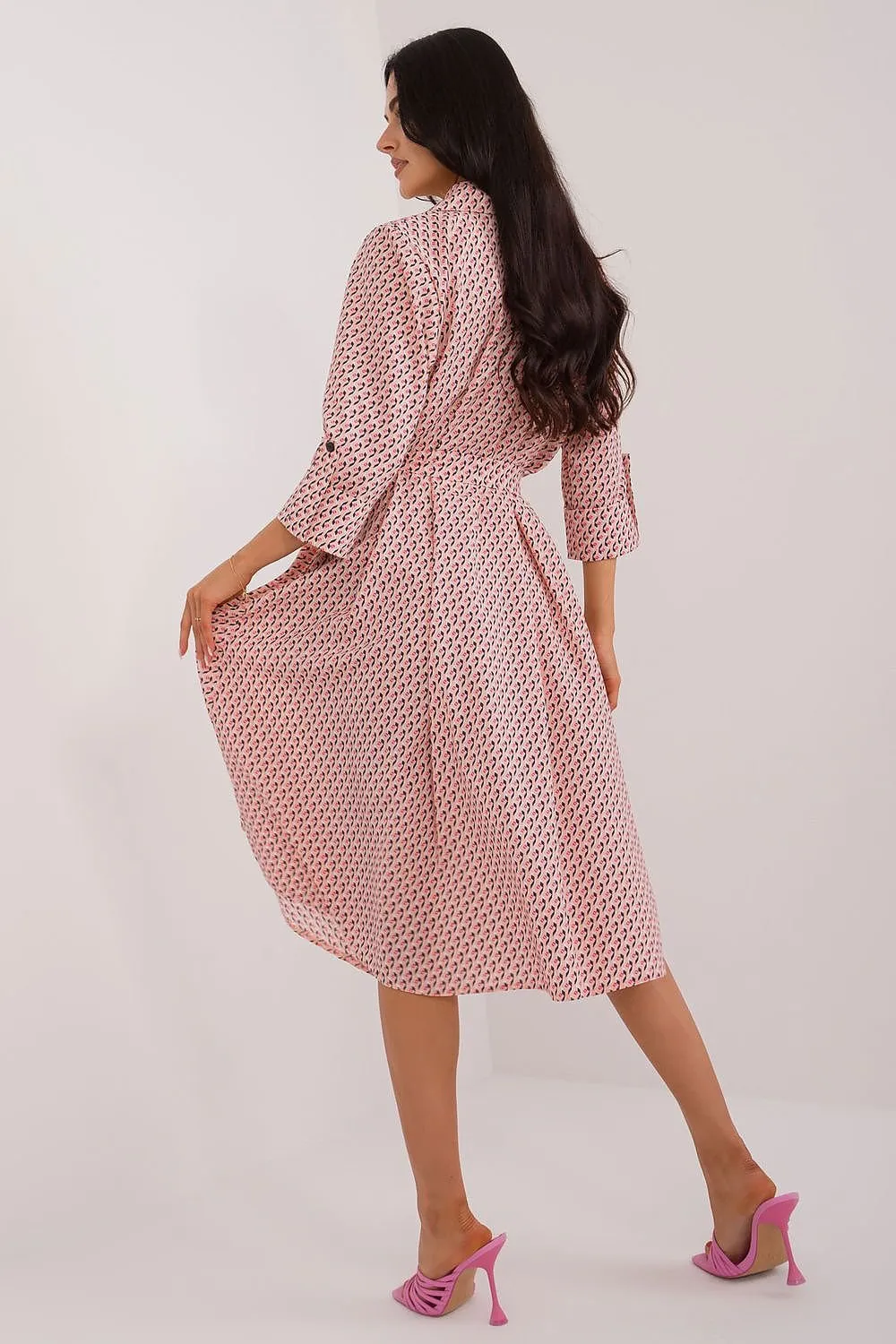 TEEK - Buttoned Down Patterned Pocketed Shirt Dress