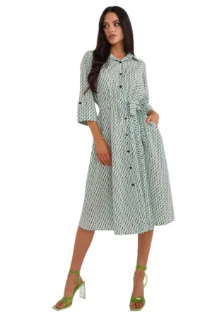 TEEK - Buttoned Down Patterned Pocketed Shirt Dress