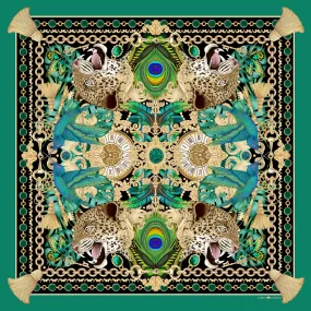 The Emerald & Jaguar Scarf | Wool/Silk | 130x130cm [Preorder]