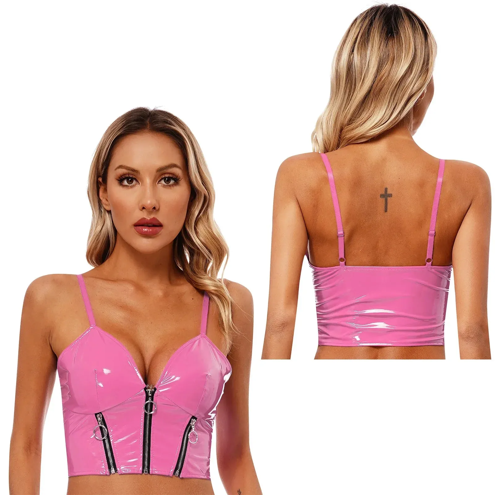 Triple Zip Latex Cami