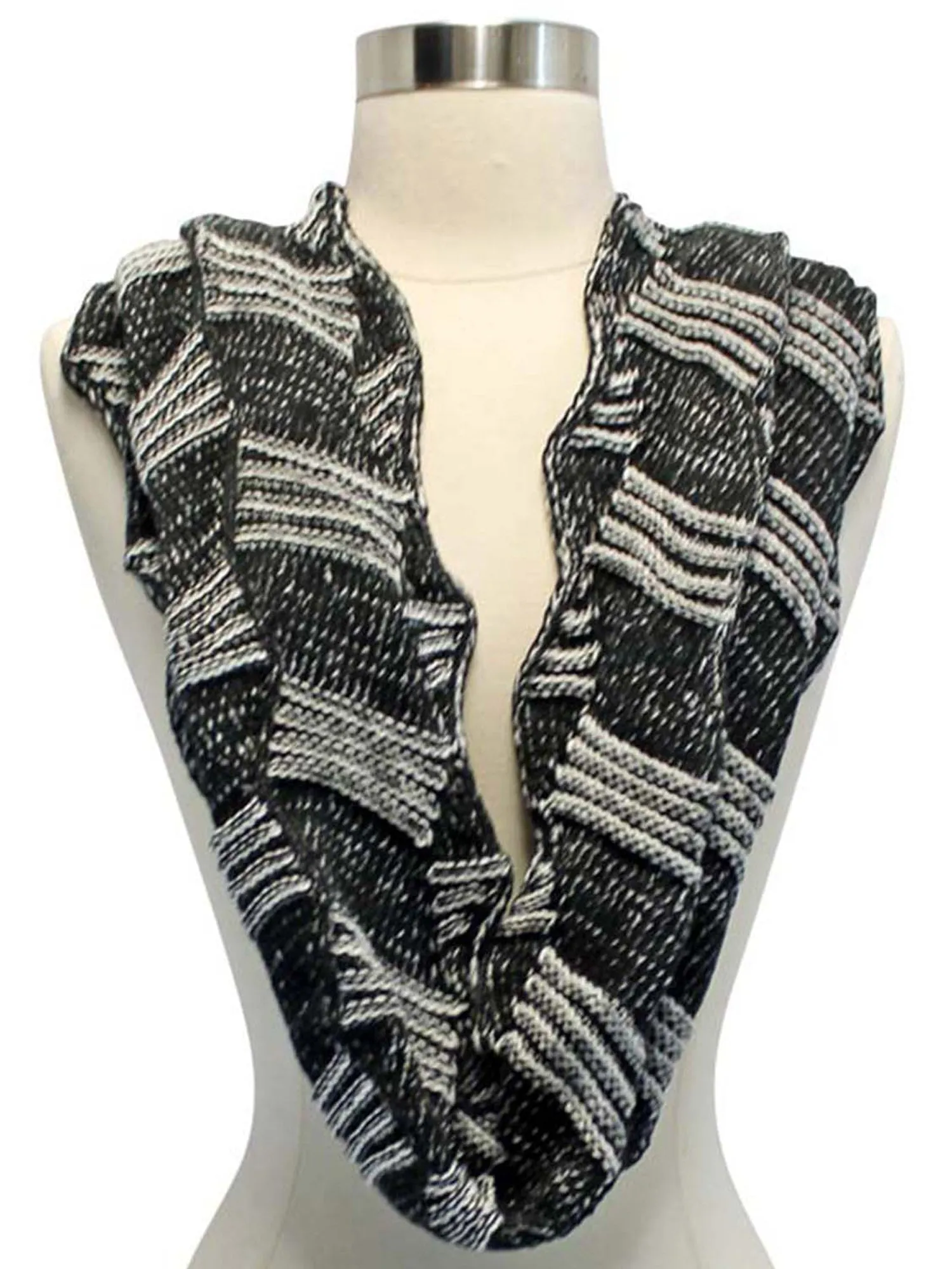 Two-Tone Knit Unisex Winter Infinity Scarf