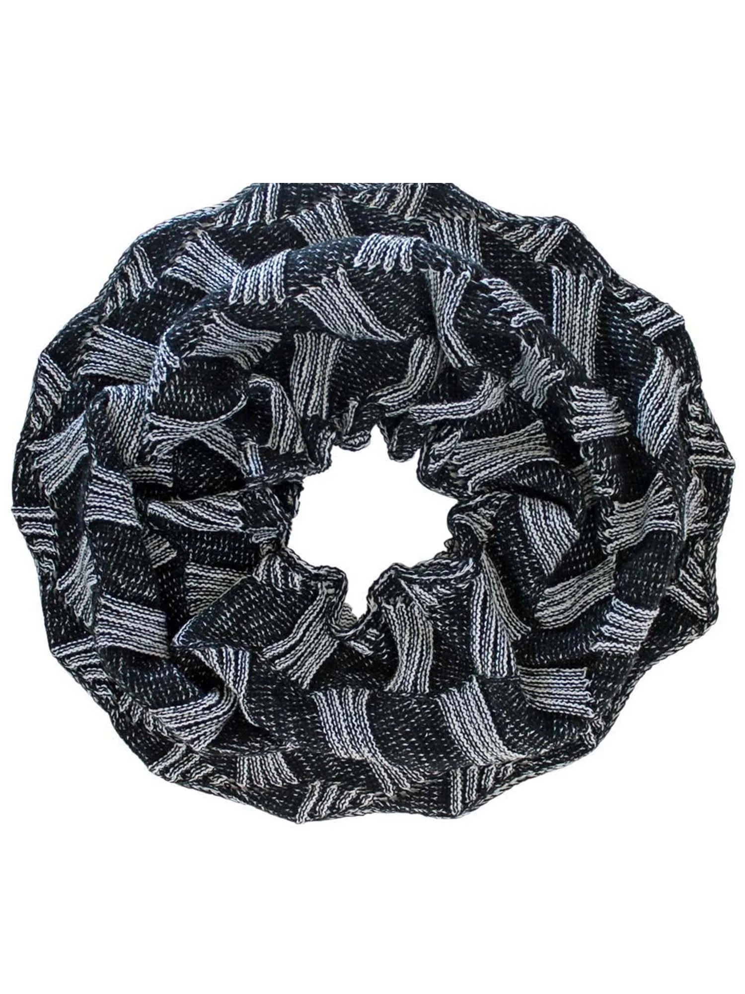 Two-Tone Knit Unisex Winter Infinity Scarf