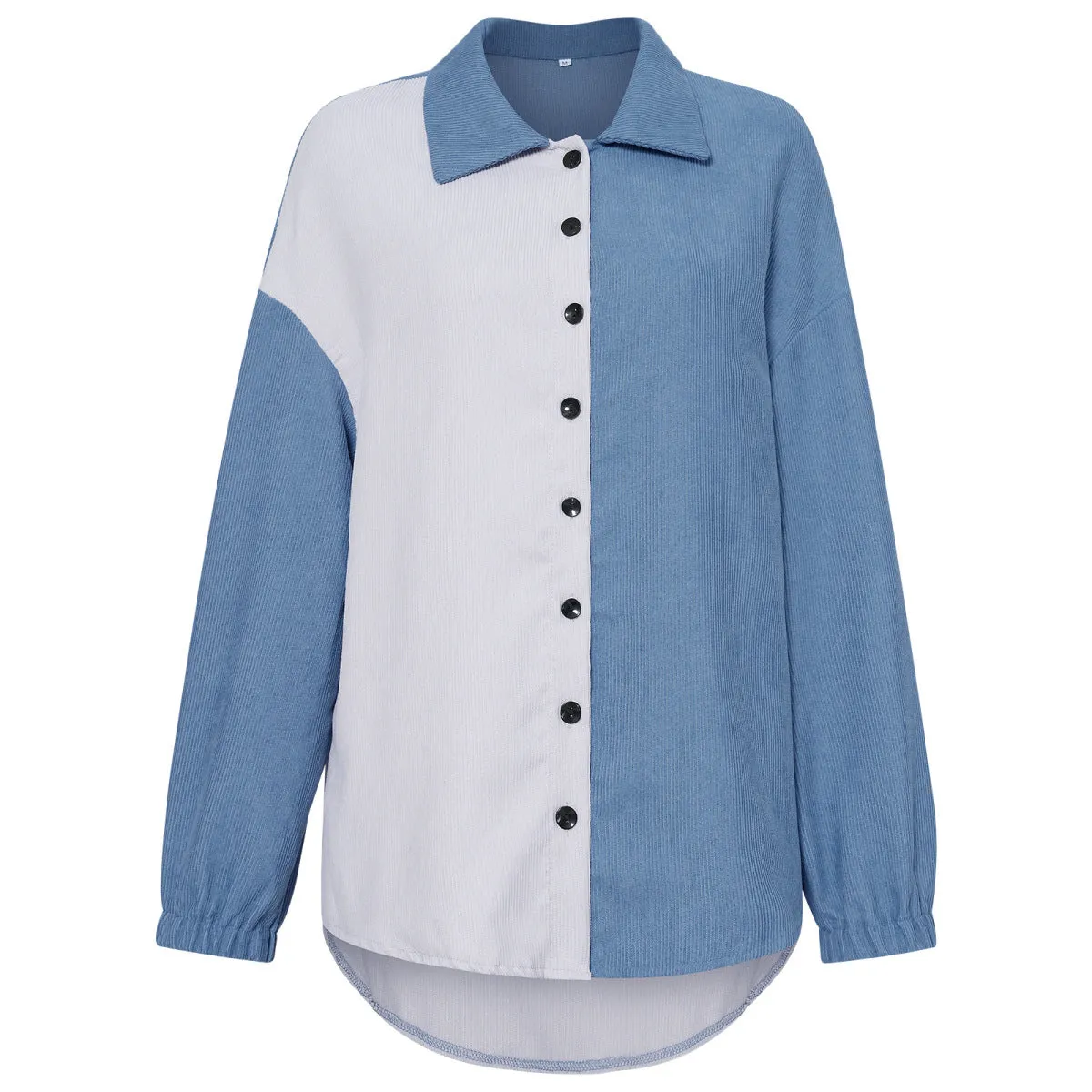 Two-Tone Long Sleeve Button Up Shacket