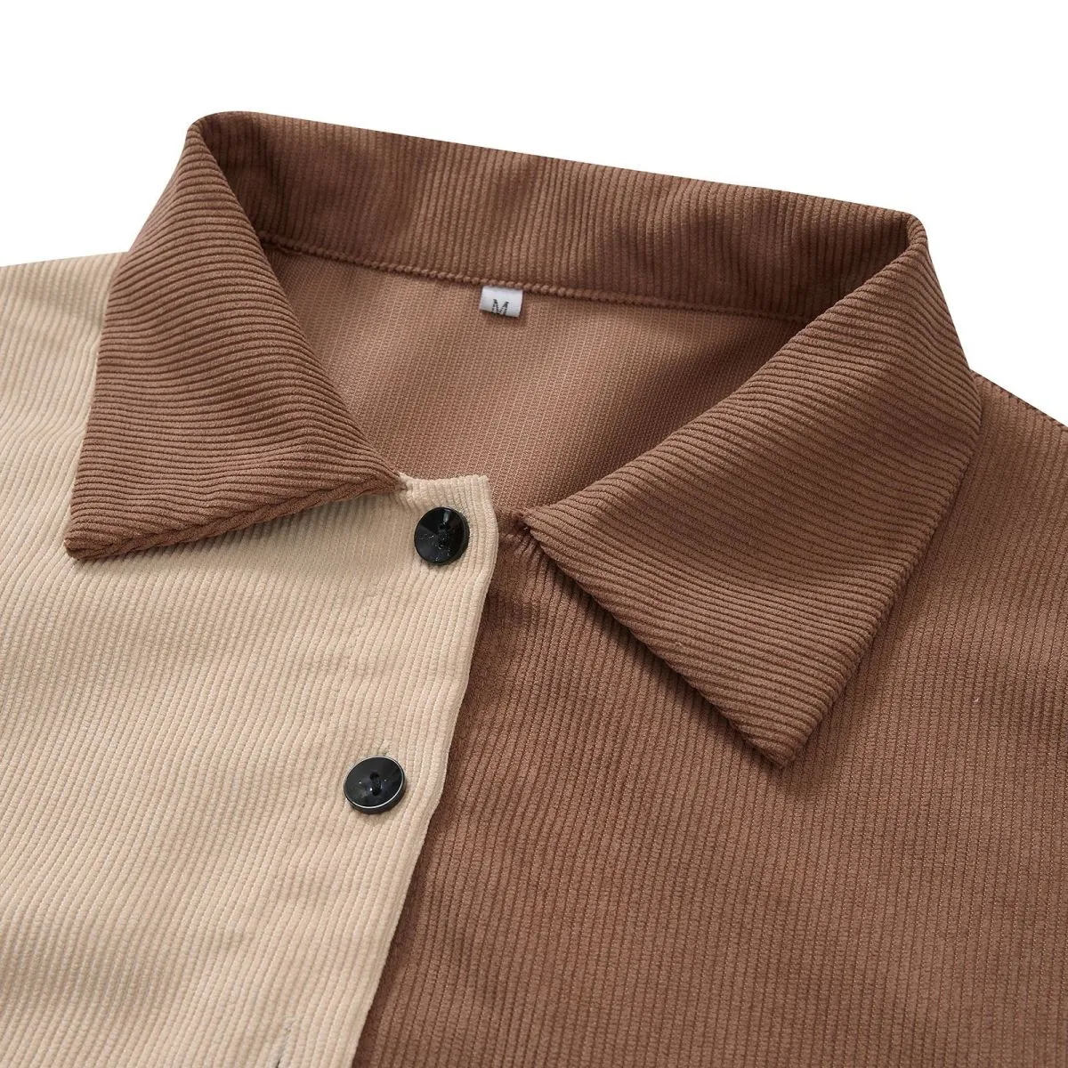 Two-Tone Long Sleeve Button Up Shacket