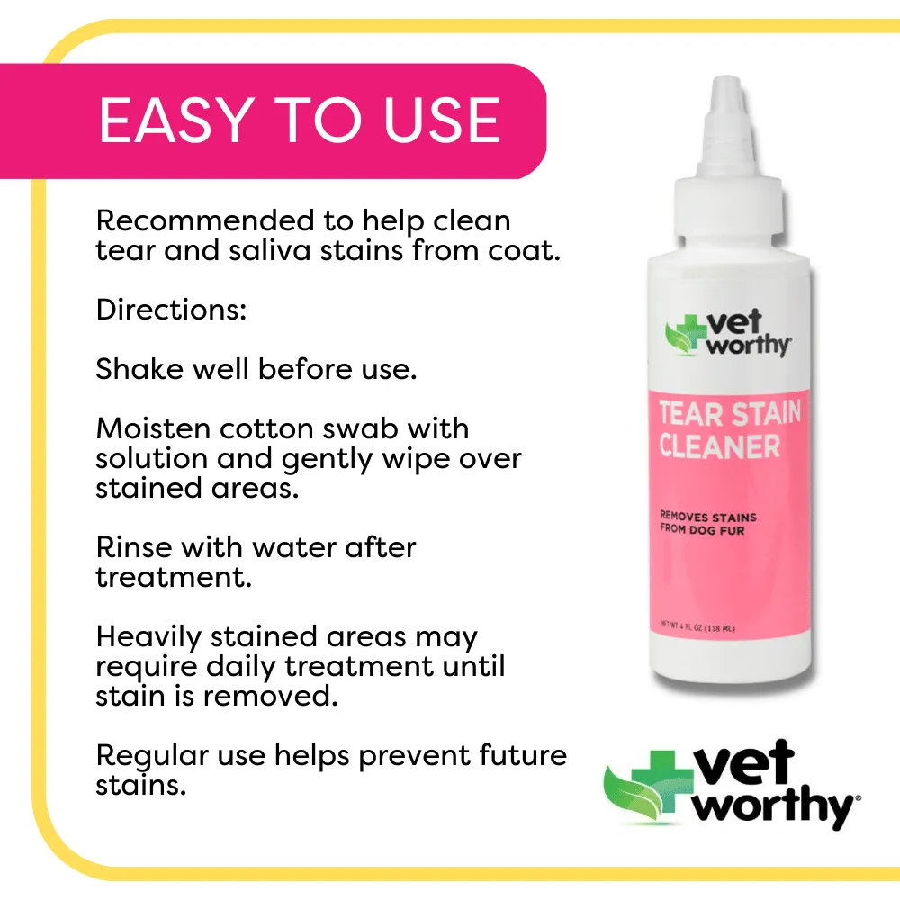 Vet Worthy Tear Stain Cleaner for Dogs, 4 fl oz