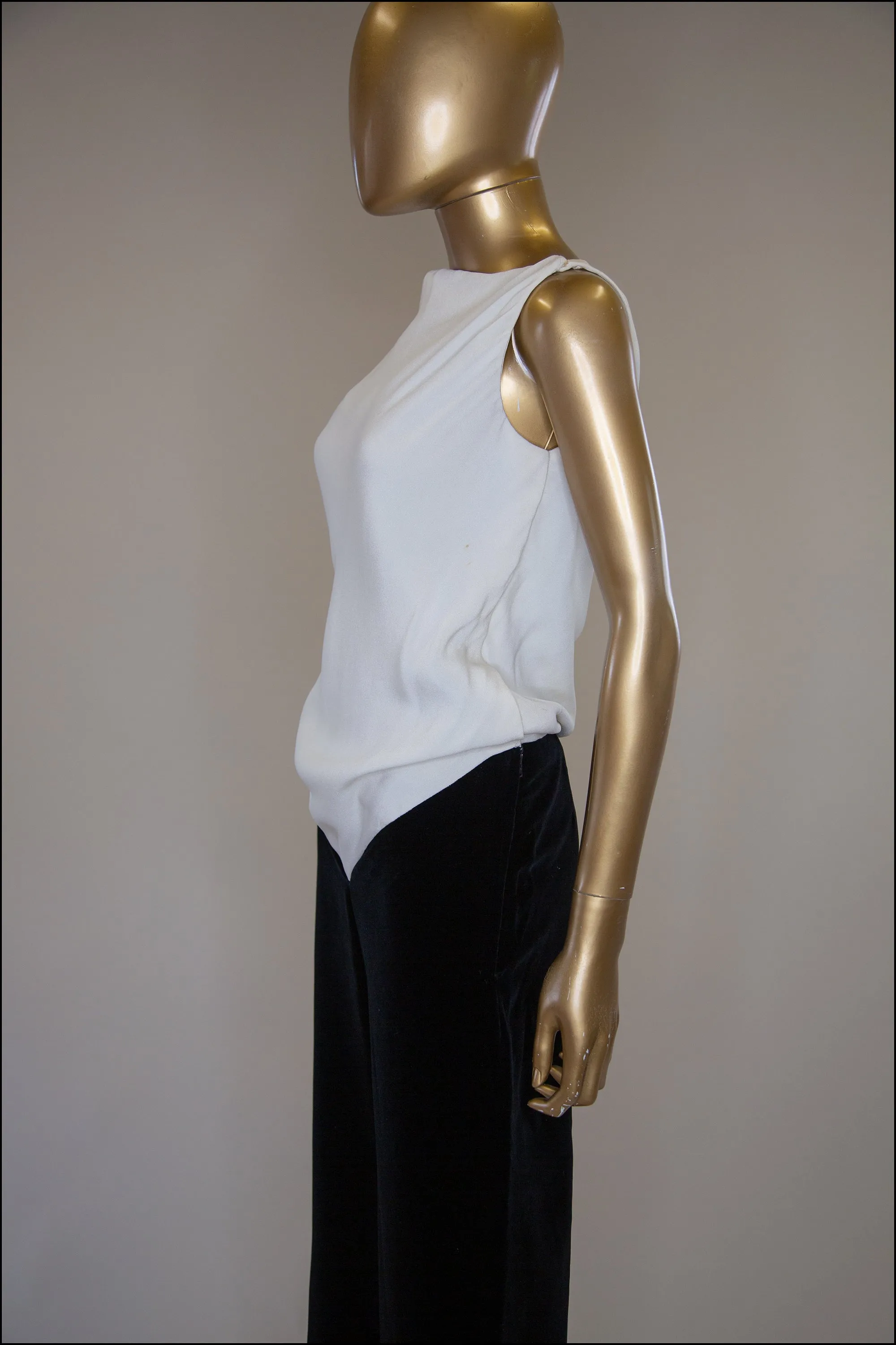 Vintage 1960s Black and Ivory Velvet Jumpsuit