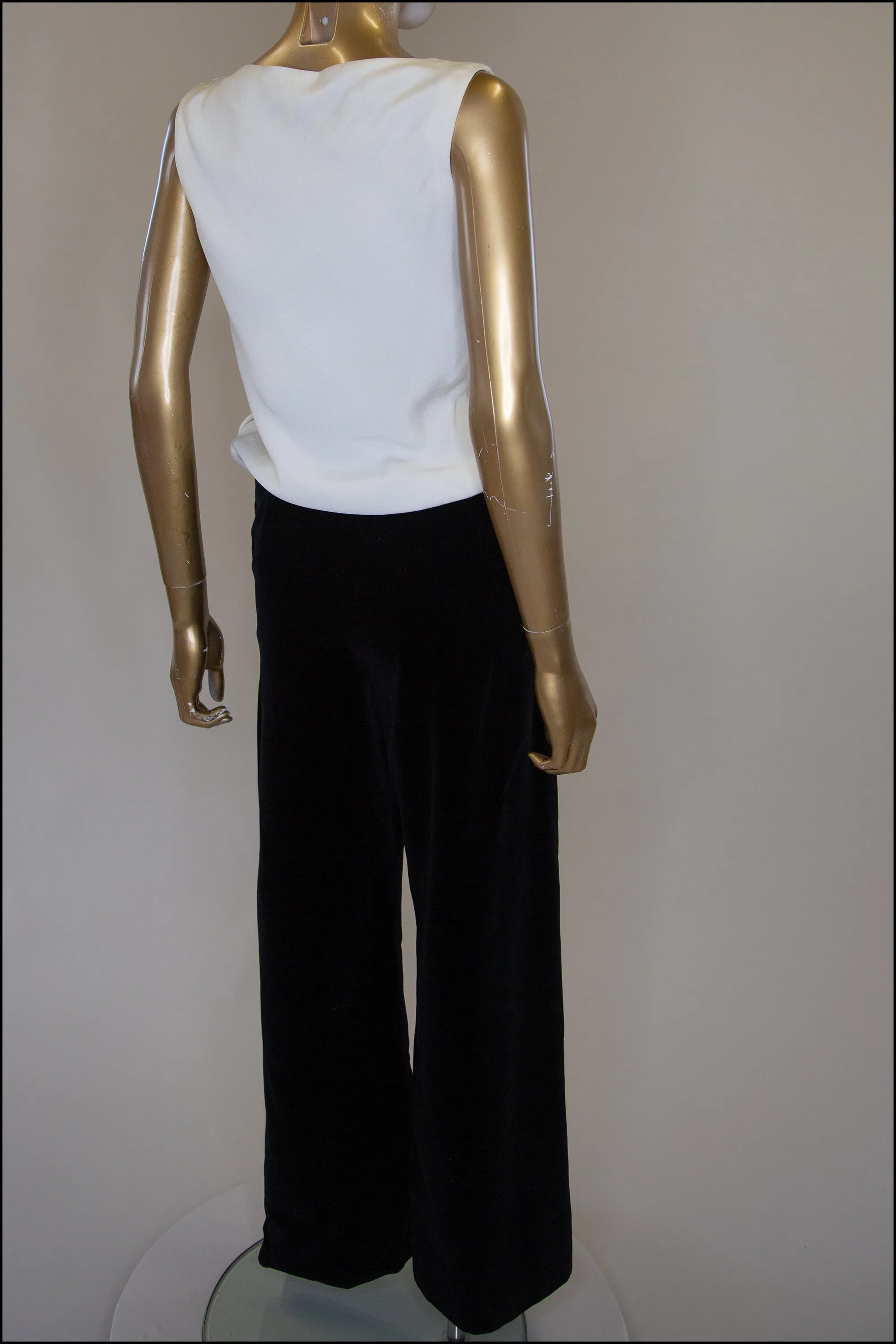 Vintage 1960s Black and Ivory Velvet Jumpsuit