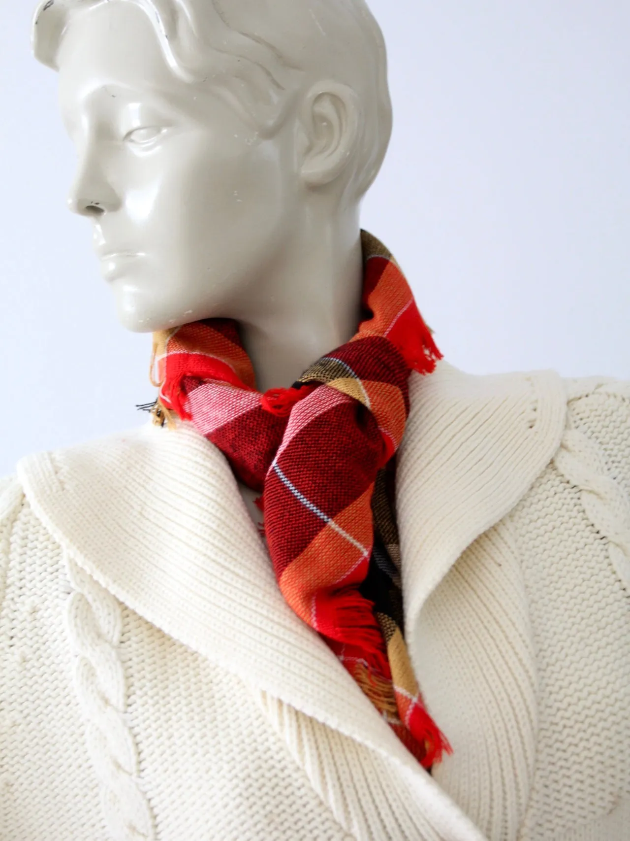 vintage red plaid scarf