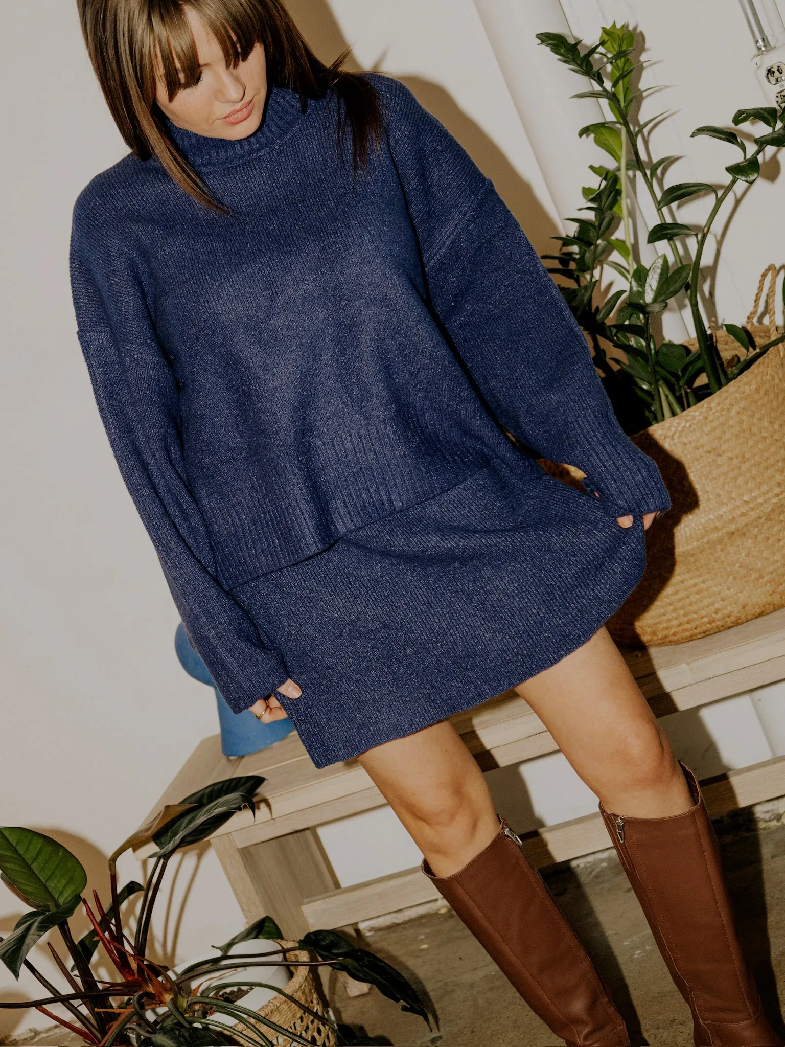 Viri Sweater Skirt - Navy