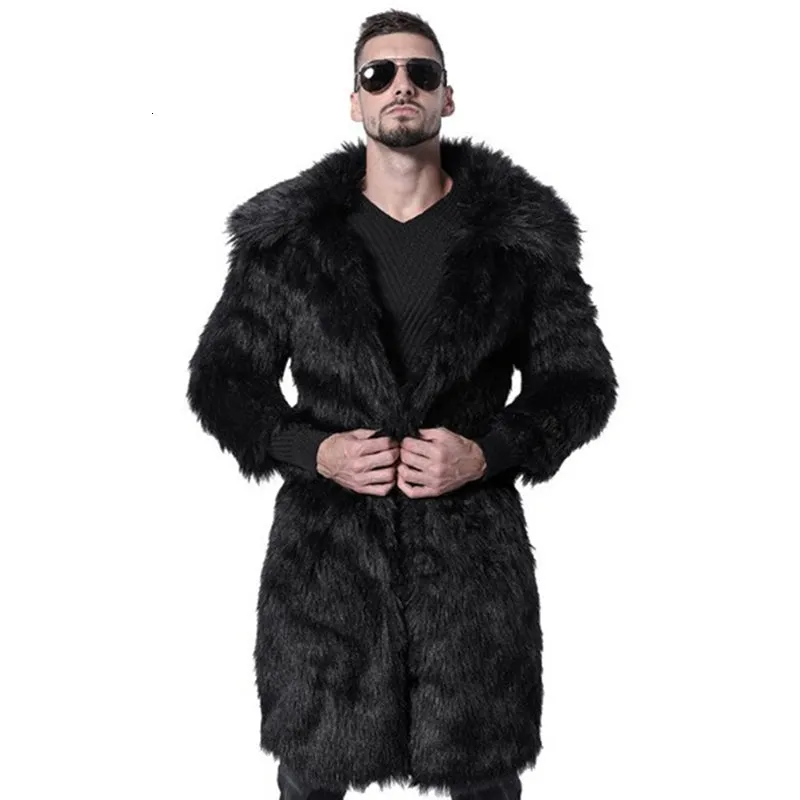 Warm Leopard Long Faux Fur  Stylish Men Coat