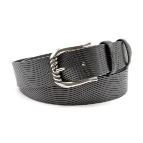 Wave Texture Black Supple Ridge Prong Detail Belt