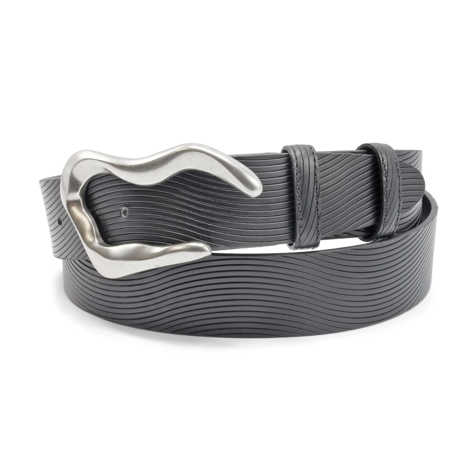 Wave Texture Black Supple Swirl Belt