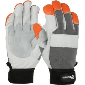 West Chester 86565/2XL FR Goatskin Leather Glove with Split Cowhide Palm Patch and Nomex Back - Hi-Vis FR Fingertips