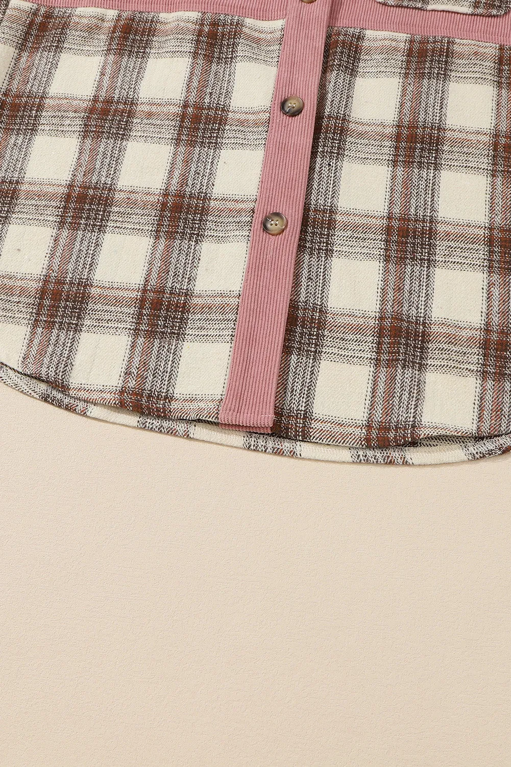 Wholesale Brown Casual Plaid Colorblock Button Down Shacket