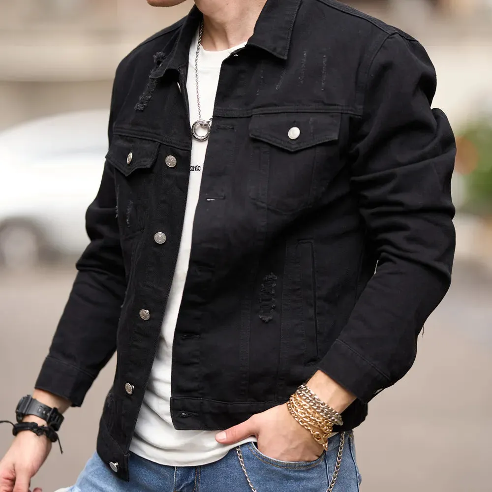 Wiaofellas - Men Streetwear Fashion Slim Denim Jacket High quality Male Simple solid Casual Jacket Coat