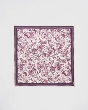 Wolf Garden Toile Burgundy Square Scarf