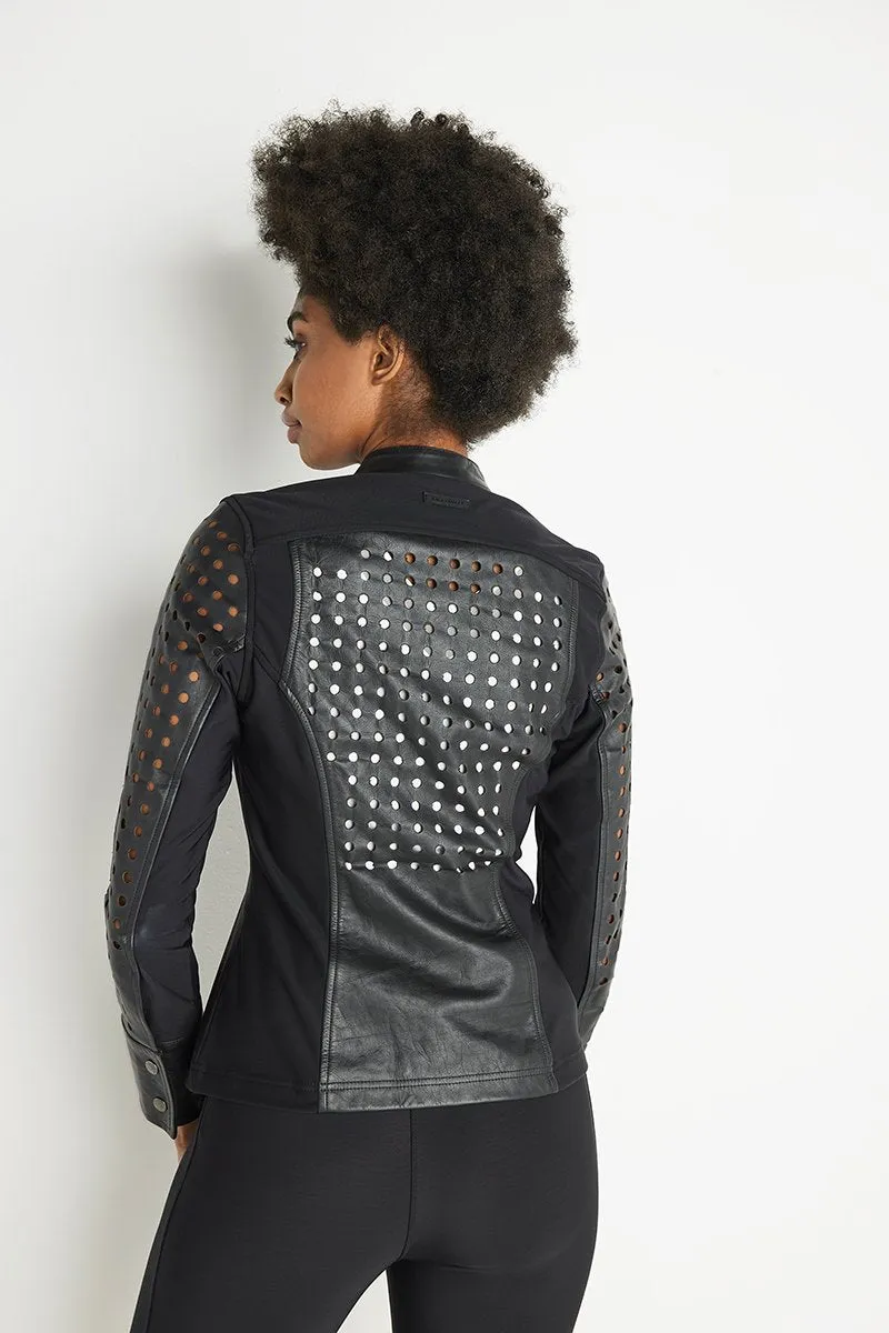 Women’s Black Perforated Leather Jacket